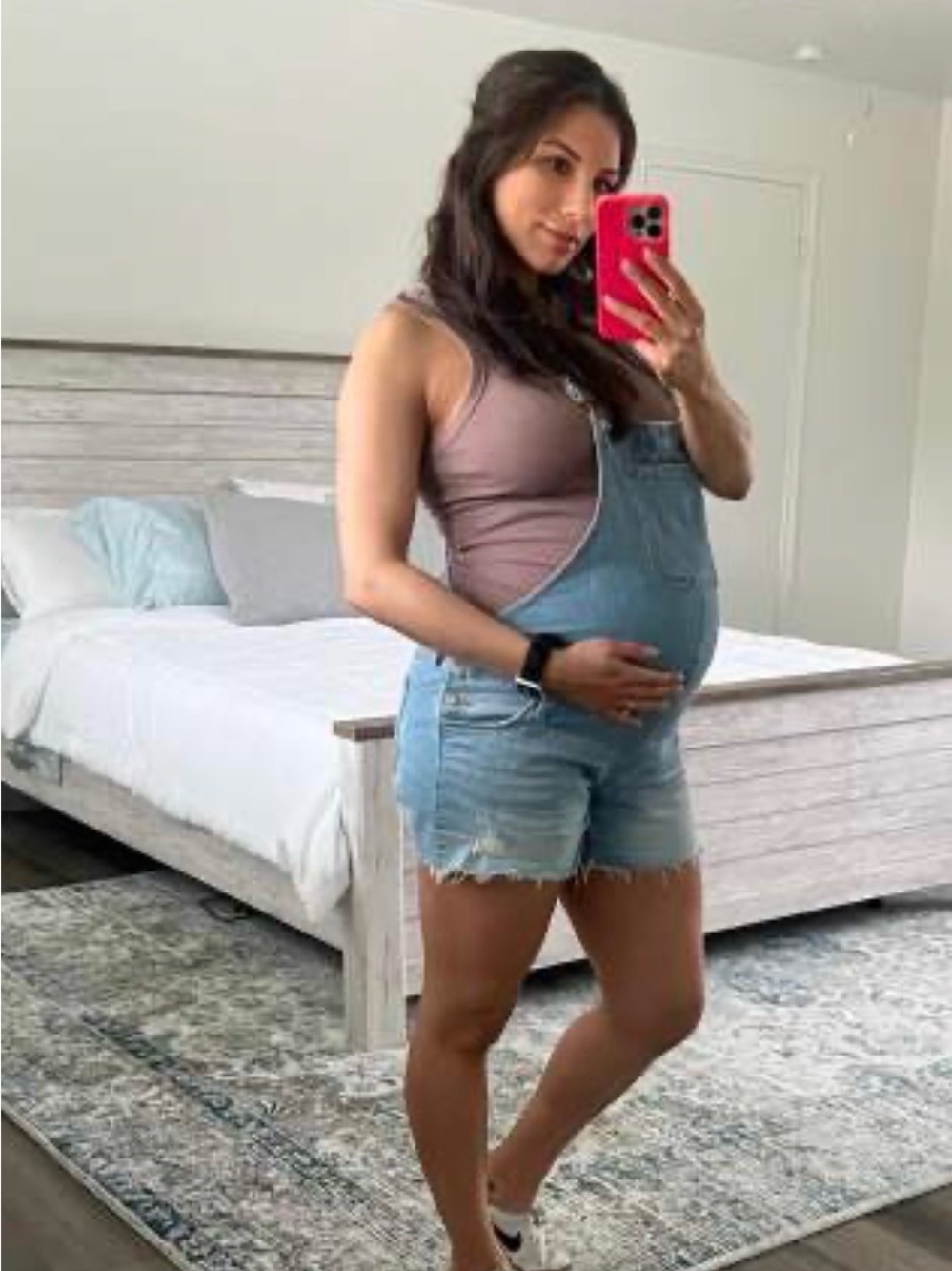 Isabel Maternity Light Denim Short Overalls. A Maternity Closet Staple!!!